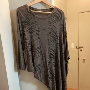 Tiger Print Asymmetric Cotton Knit Top XL